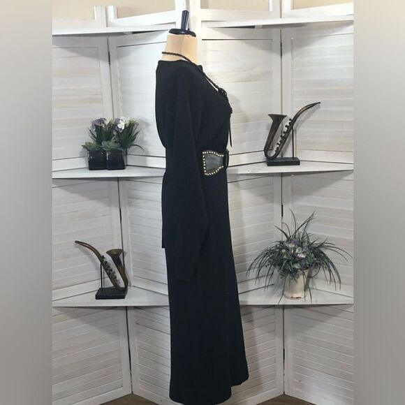 Vintage Y2K Wool Blend Gray Midi Sweater Dress Size M L - Picture 4 of 7